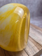 Grand pichet aiguière en verre soufflé italien jaune et blanc – années 60/70