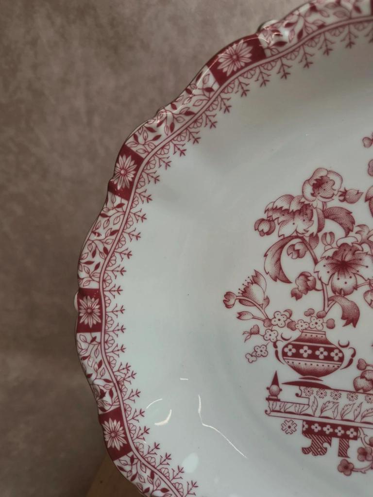 Grand plat ovale Seltmann Weiden Bavaria Theresia rouge – Porcelaine allemande vintage