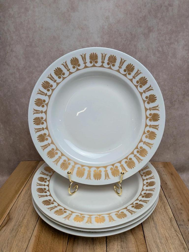 4 assiettes creuses Limoges dorure