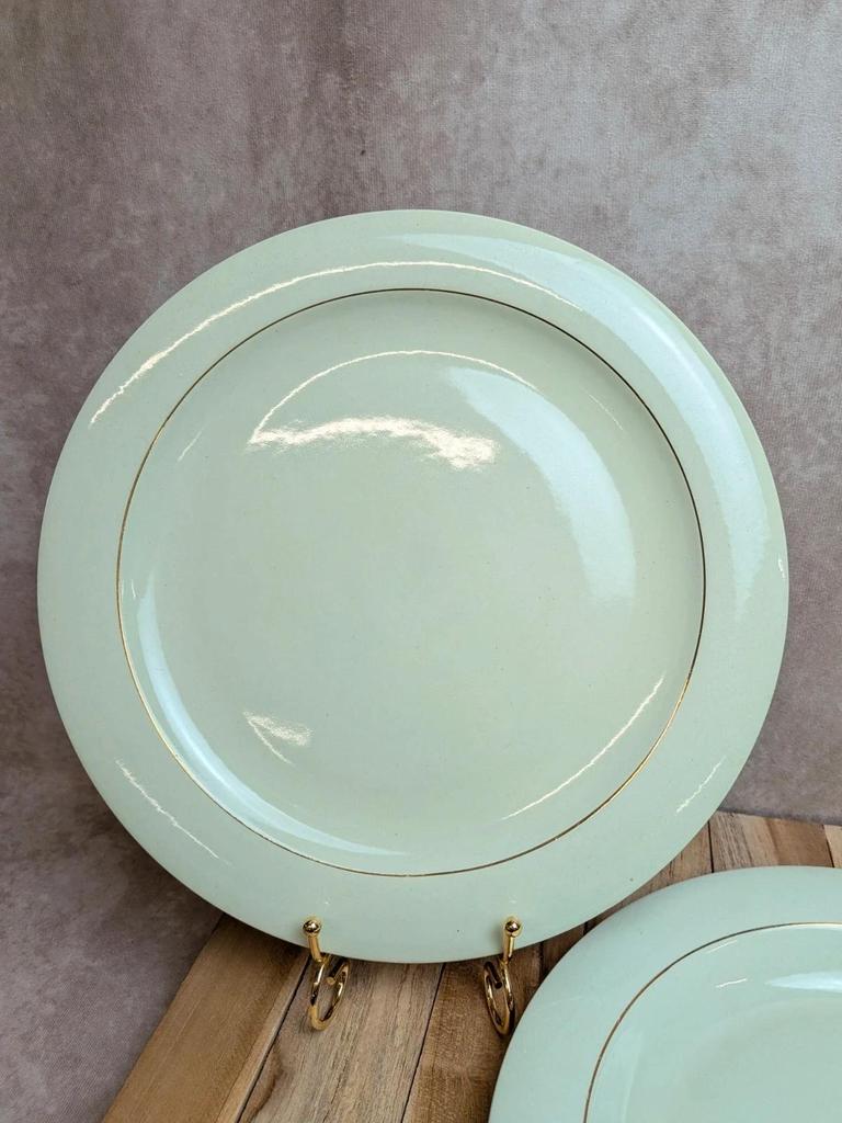Lot de 2 plats ronds Opaceline Salins liseré doré vintage
