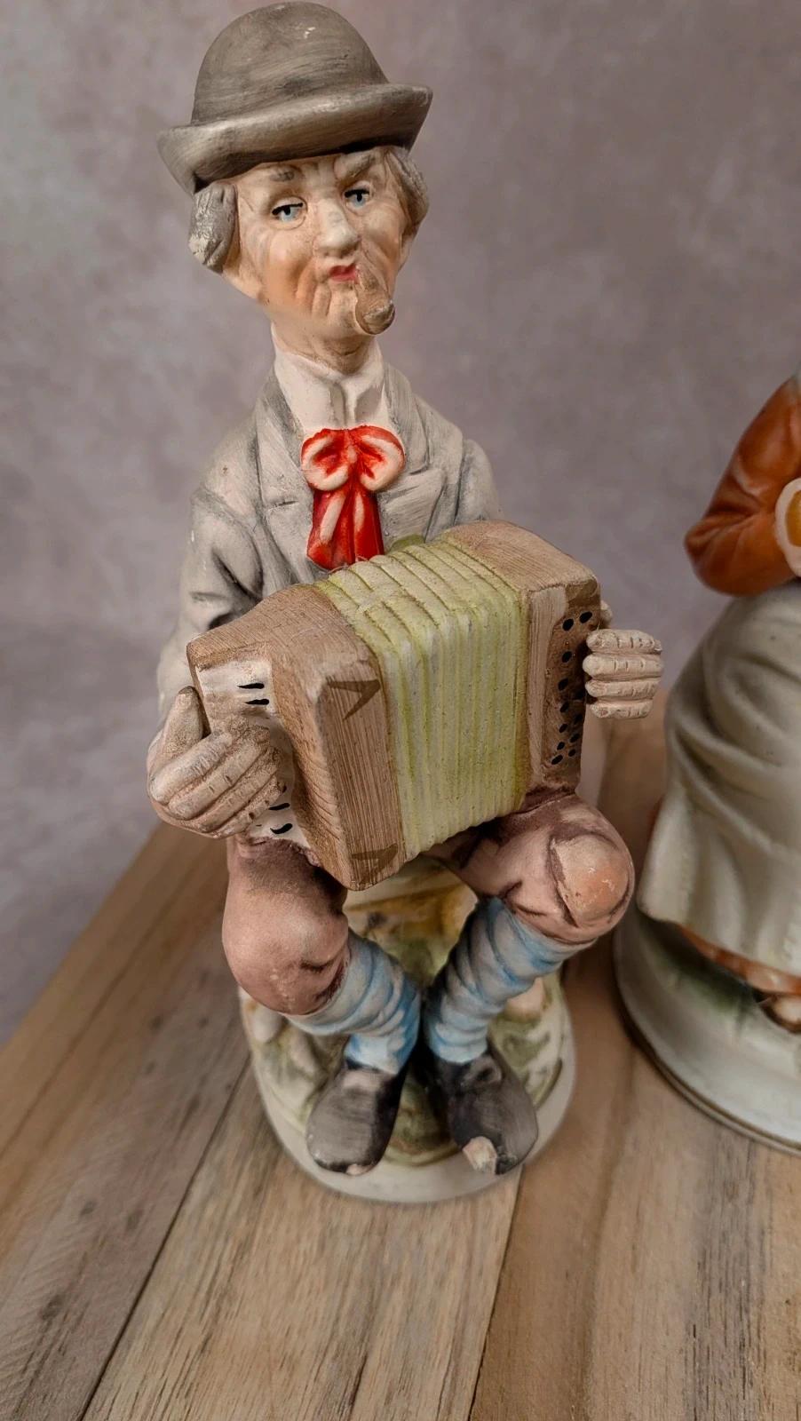 Lot 4 statuettes vintage scène champêtre personnages décoratifs