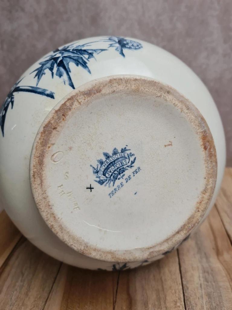 Pichet ancien Jules Vieillard Bordeaux – modèle Chardon – Terre de fer 💙