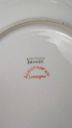Lot de 5 petites assiettes anciennes Limoges A. Lanternier – décor fleuri rose