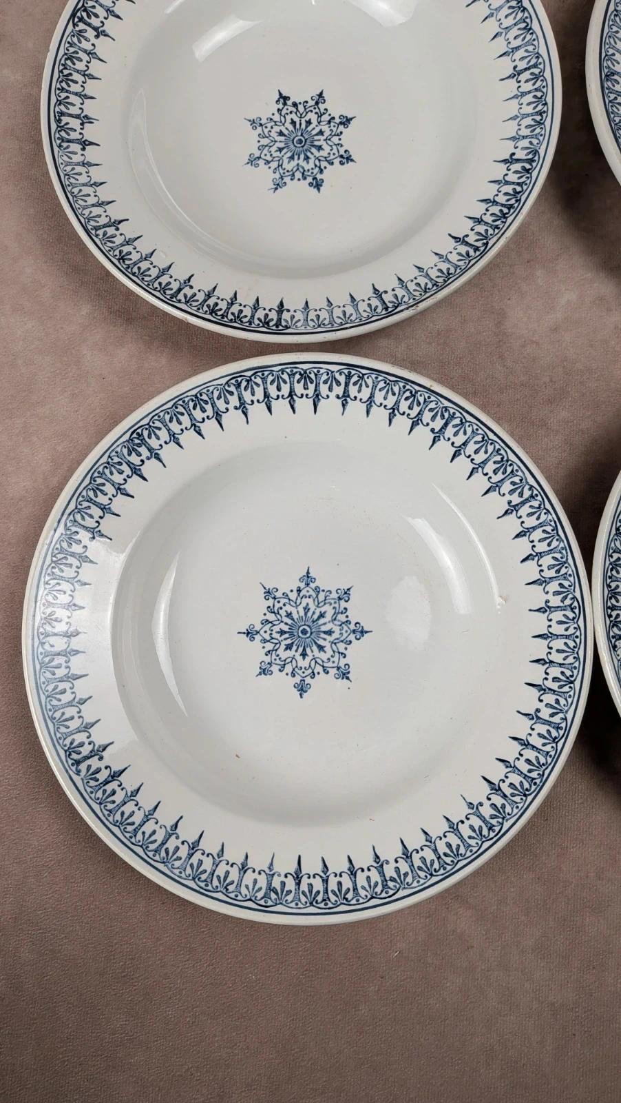 Lot de 6 assiettes creuses vintage Primax décor bleu classique