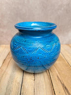 Vase boule vintage en céramique émaillée bleu attribué à Aldo Londi pour Bitossi