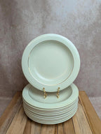 Lot de 12 assiettes creuses Opaceline Salins liseré doré vintage