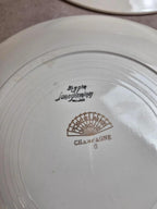 Lot 7 assiettes plates Digoin Sarreguemines Champagne – Porcelaine opaque vintage