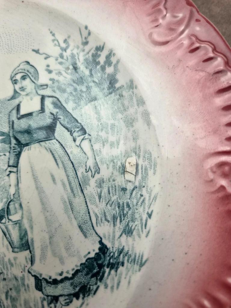 Série complète 12 assiettes parlantes Digoin Sarreguemines, terre de fer, Les Fleurs vintage