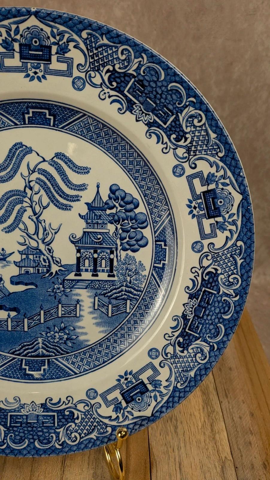 Assiette anglaise Old Willow bleu blanc