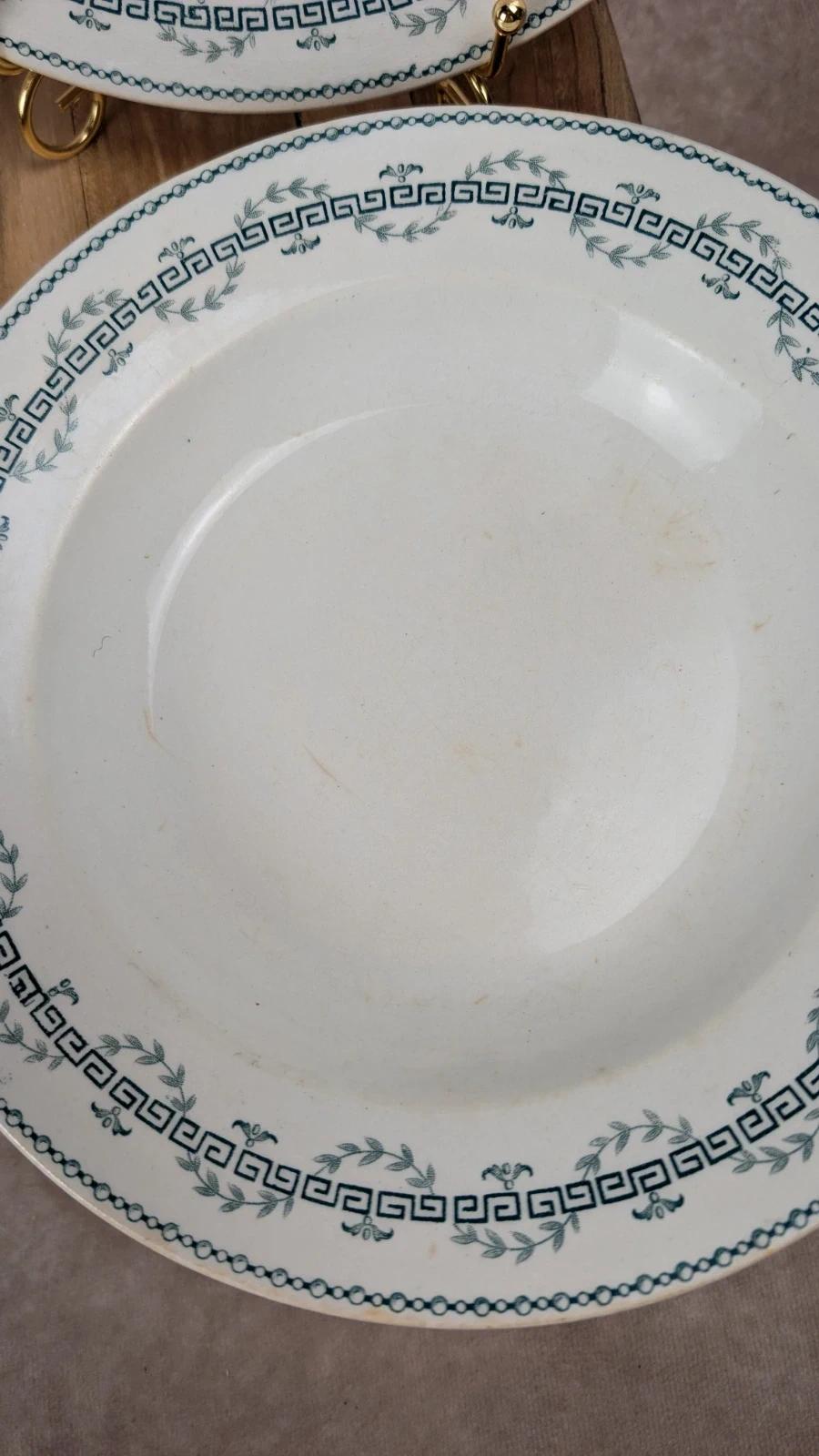 Lot de 4 assiettes creuses anciennes Gien – Terre de Fer modèle Austerlitz