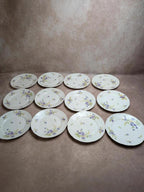 lot de 12 assiettes à dessert en porcelaine de Limoges Gda France – décor floral