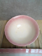 Ancien ensemble de toilette en terre de fer Longchamp rose