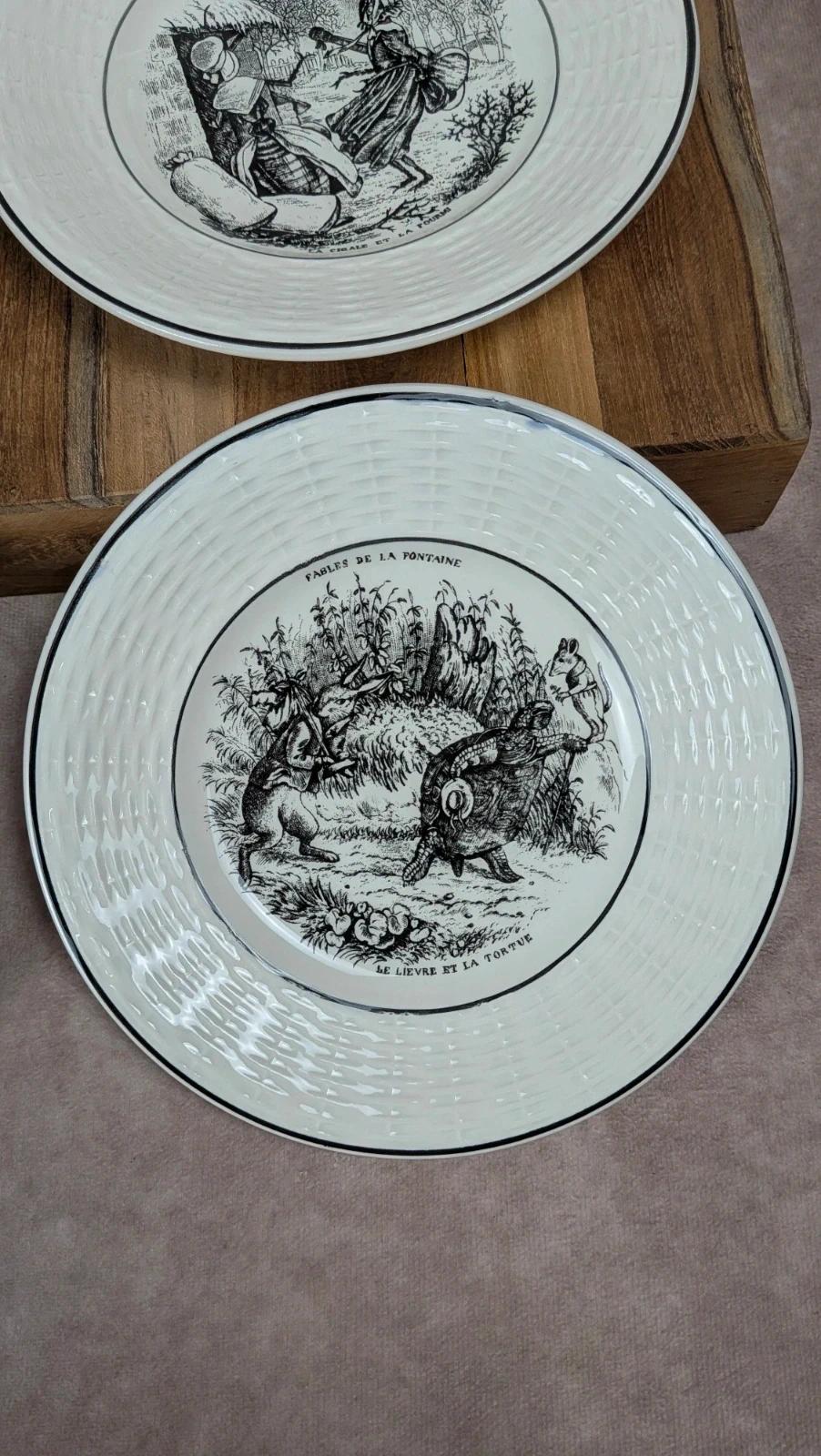 6 assiettes à dessert – Fables de La Fontaine Digoin Sarreguemines