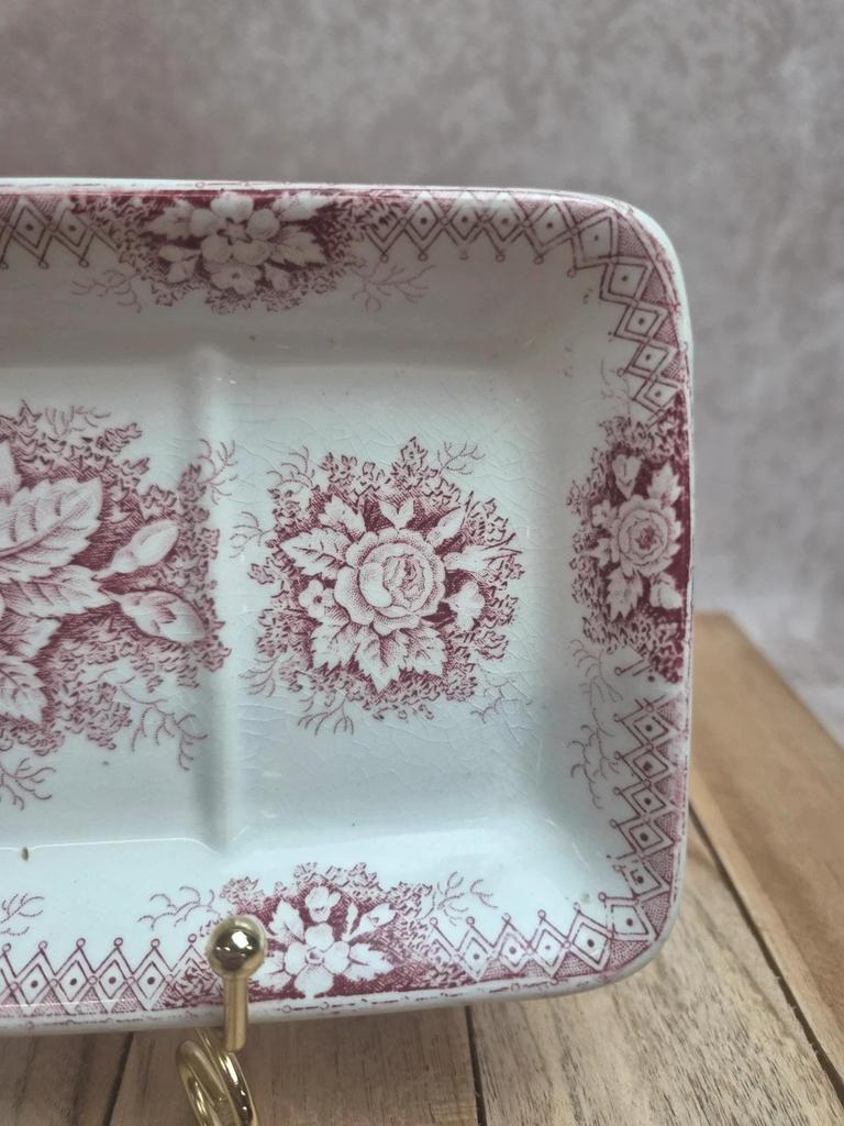 Vide-poche / Porte-brosses à dents Saint-amand modèle Jardinière rose ancien