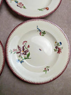 Lot de 6 assiettes creuses Sarreguemines – modèle Strasbourg – décor floral peint à la main