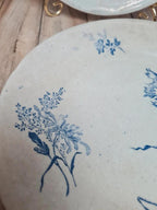 Lot 4 assiettes à dessert anciennes Terre de Fer décor œillet bleu 💙