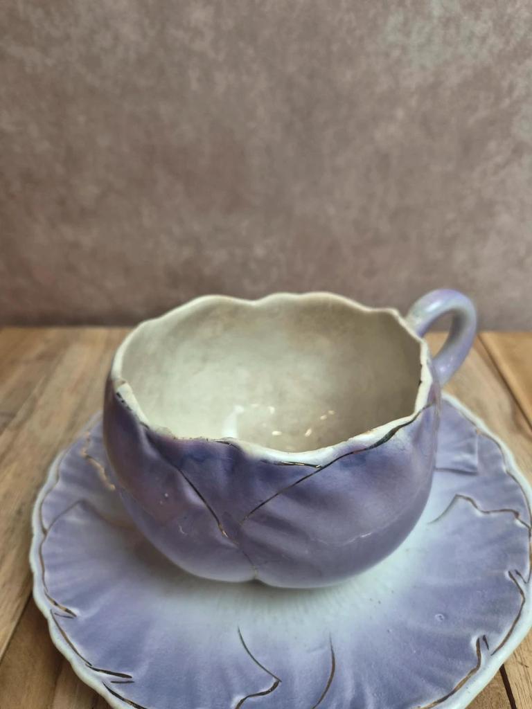 2 grandes tasses à petit déjeuner / chocolat Kg Lunéville avec soucoupes