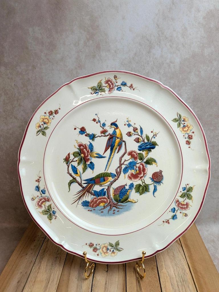 Grand plat rond Villeroy & Boch Phoenix – Terre de fer – 33,5 cm – Oiseaux exotiques
