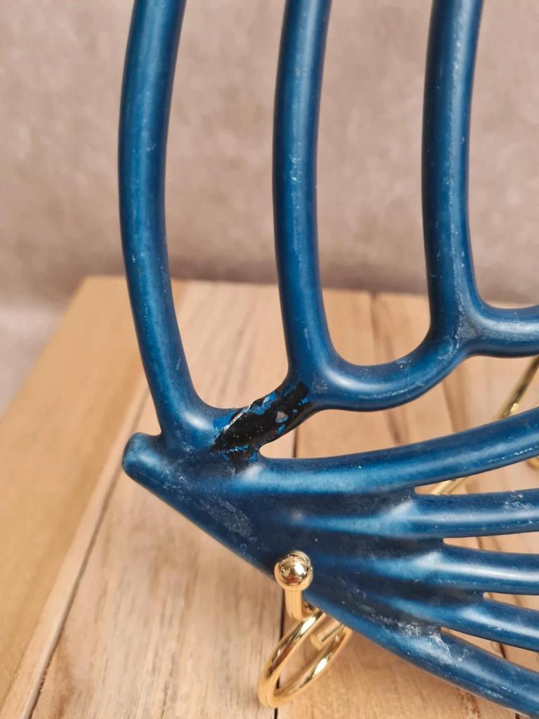 Dessous de plat vintage bleu forme feuille 🍃 fonte/fer recouvert plastique rétro design