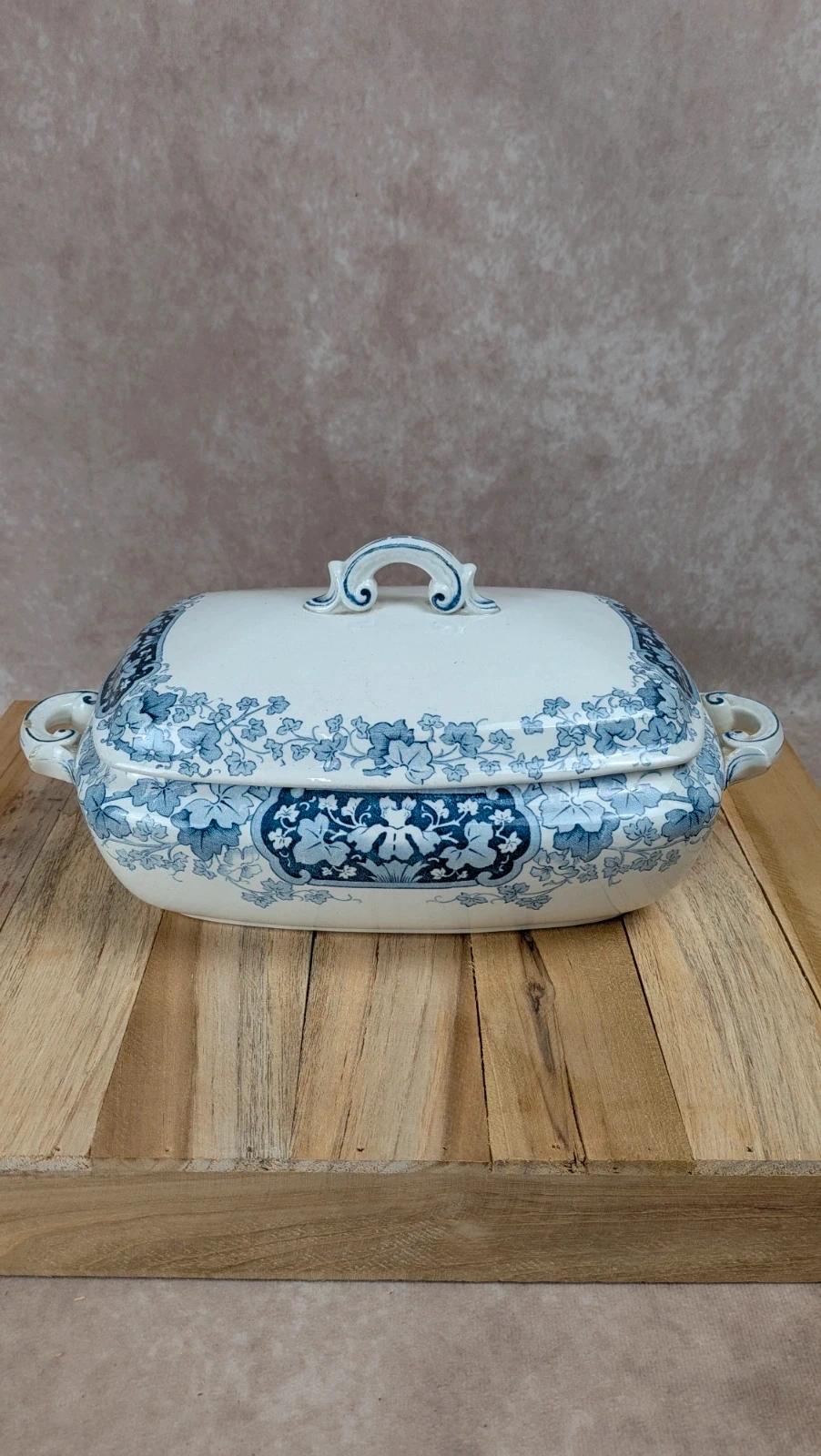 Légumière ancienne Kg Lunéville modèle Marceau décor bleu