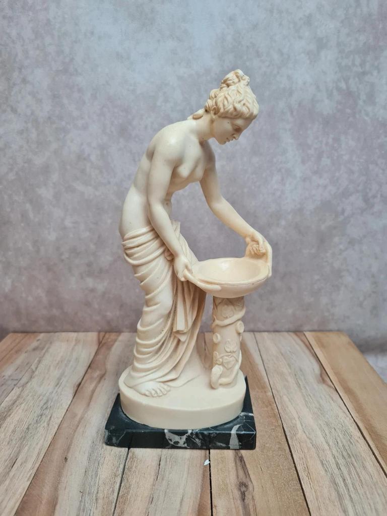 Statue vintage Santini femme antique – sculpture italienne sur socle marbre 26 cm