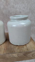 Deux pots anciens en grès blanc Lar Lagny – déco vintage campagne 🏺🤍