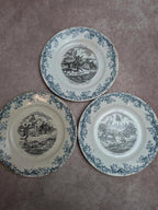 Lot de 3 assiettes parlantes anciennes Automobiles en terre de fer