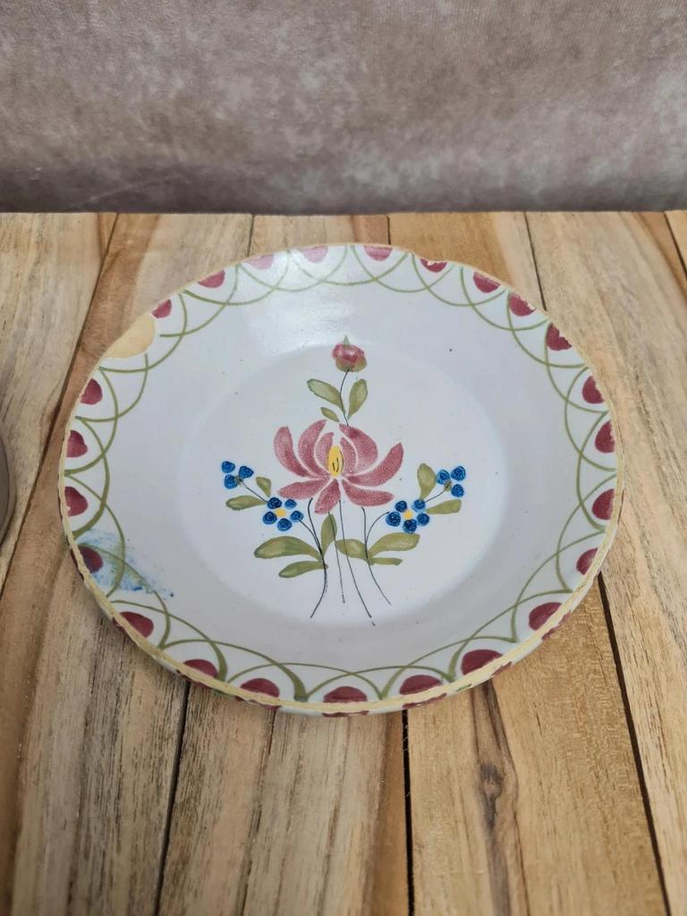 Tasse et sous-tasse ancienne faïence décor floral vintage 🌸