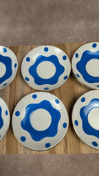 Lot de 6 tasses & soucoupes Sarreguemines – Art déco bleu