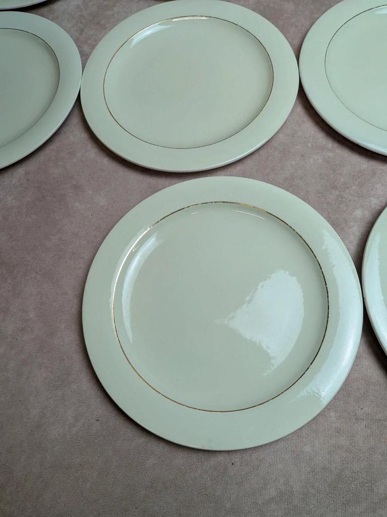 Lot de 10 assiettes plates Opaceline Salins liseré doré vintage