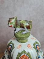 Potiche couverte ancienne faïence Desvres Fourmaintraux Xixe décor chinoiserie chien de Fô