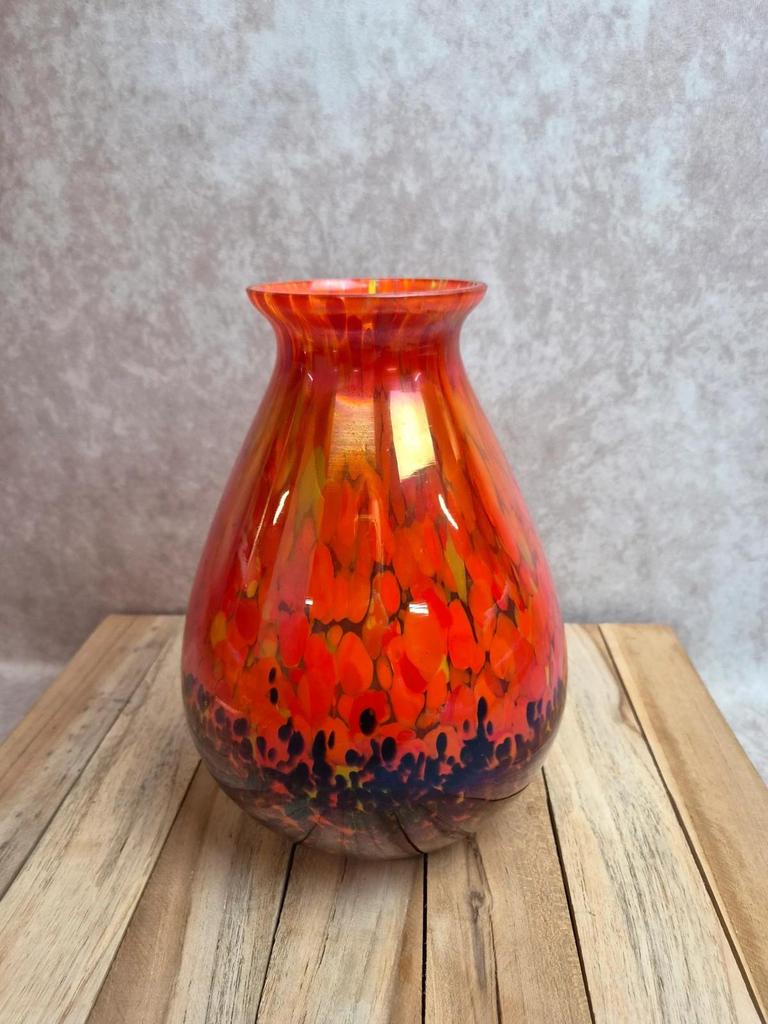 Grand vase ancien en verre multicouche irisé – attribué à Clichy ou Pantin