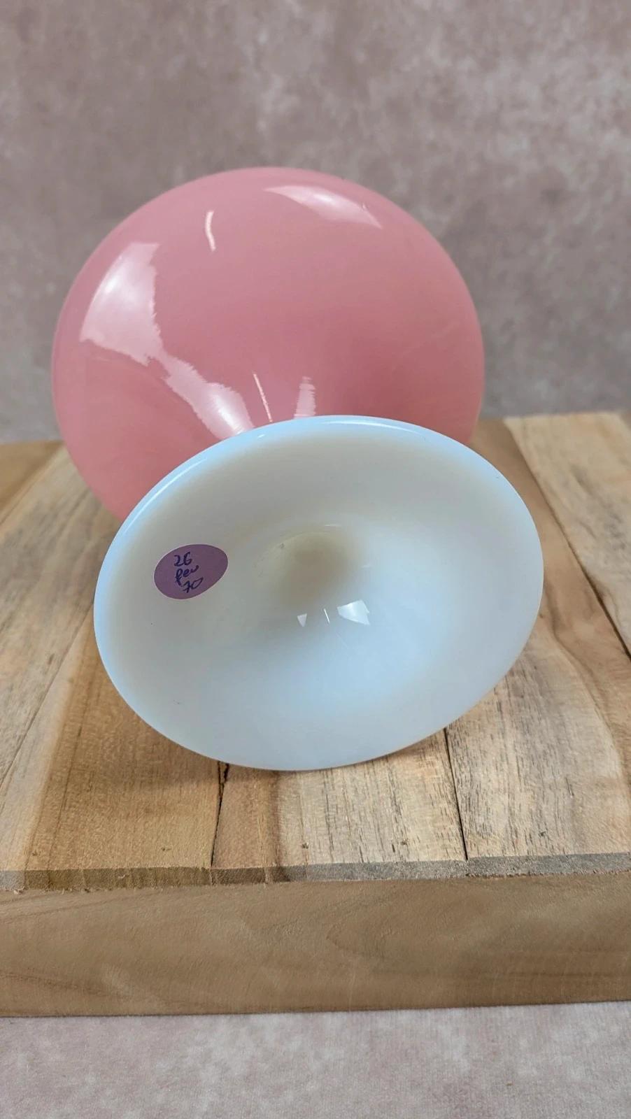 Coupe panier en opaline rose vintage avec anse 🌸