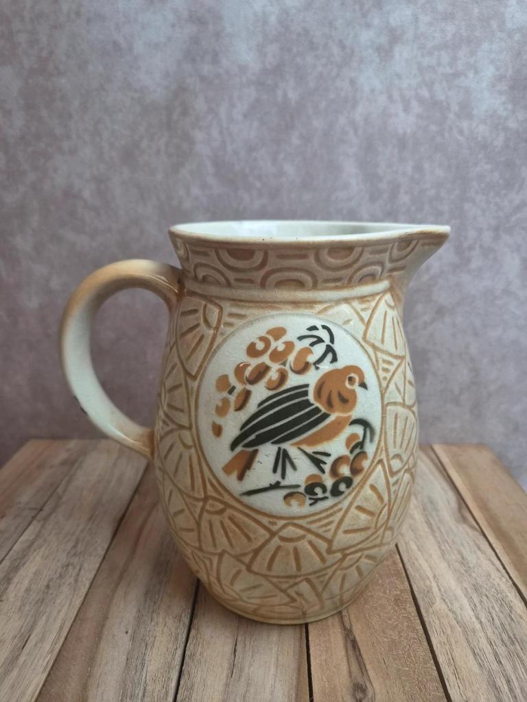 Pichet ancien Saint-clément Keller & Guérin n°719-2 – oiseaux stylisés Art déco