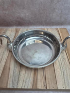 Plat vintage métal argenté aux poignées cygnes