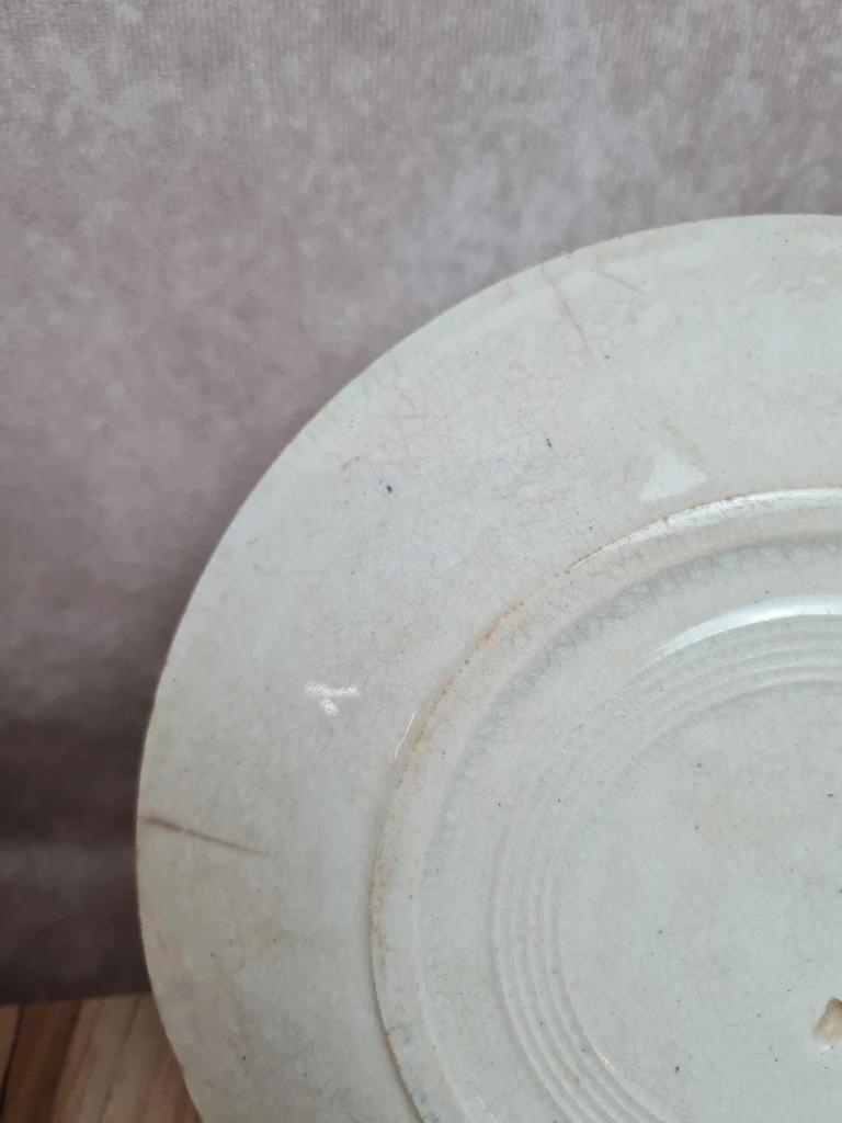 Lot 4 assiettes à dessert anciennes Terre de Fer décor œillet bleu 💙