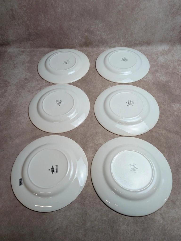 Lot de 6 assiettes plates en terre de fer Digoin Sarreguemines – Modèle Poupette – Vintage