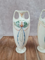 Paire de vases Art nouveau Arnhem 🇳🇱 faïence peinte main vers 1911 🌿