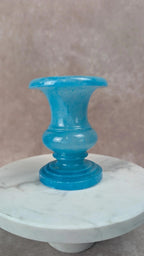 Bougeoir ancien en albâtre bleu