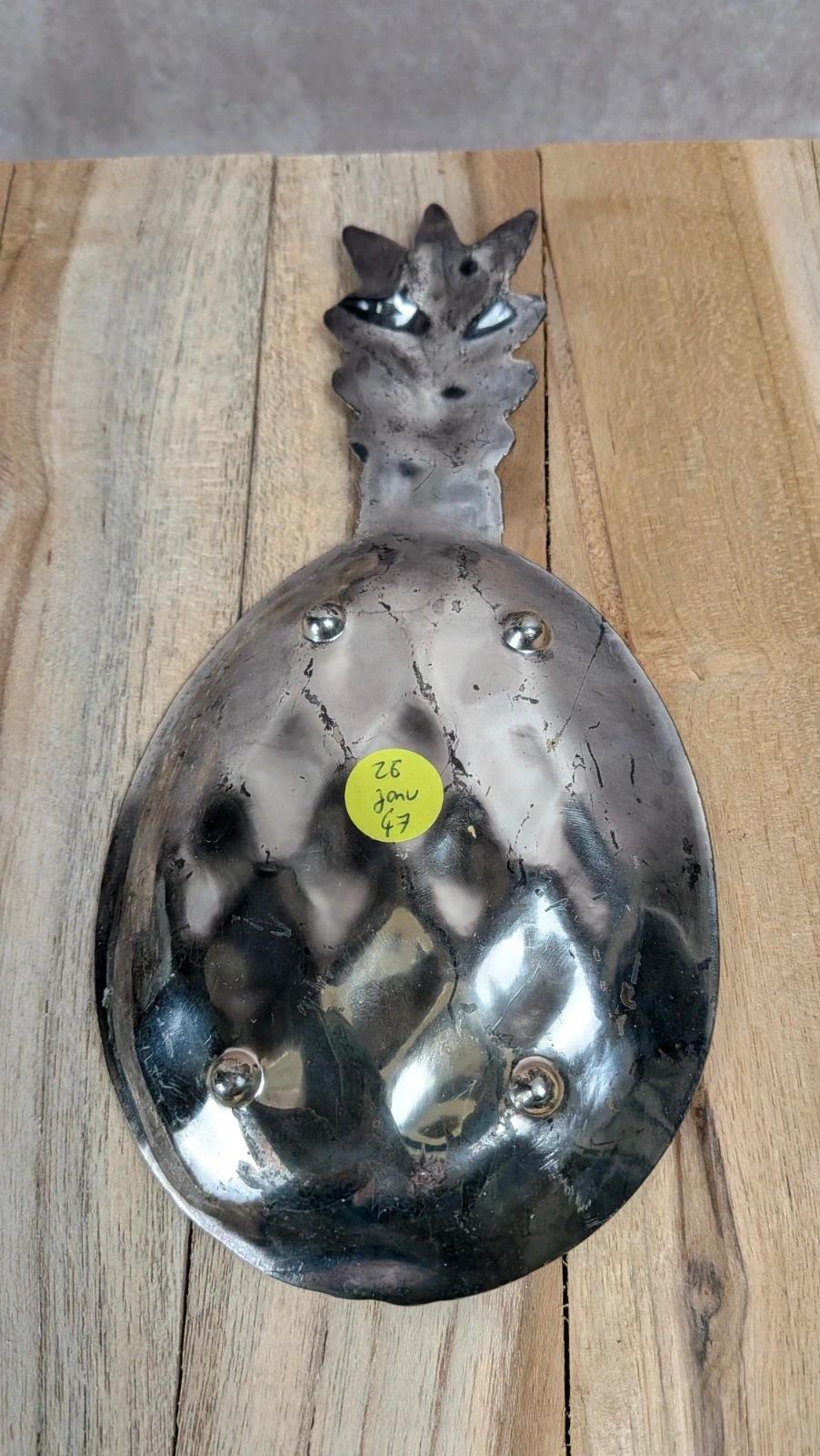 Vide-poche ananas vintage en métal argenté