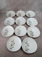 Lot de 11 assiettes à dessert vintage Niderviller – années 70 – style Capron Vallauris