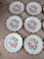 Lot de 12 assiettes plates Seltmann Weiden Bavaria Theresia rouge