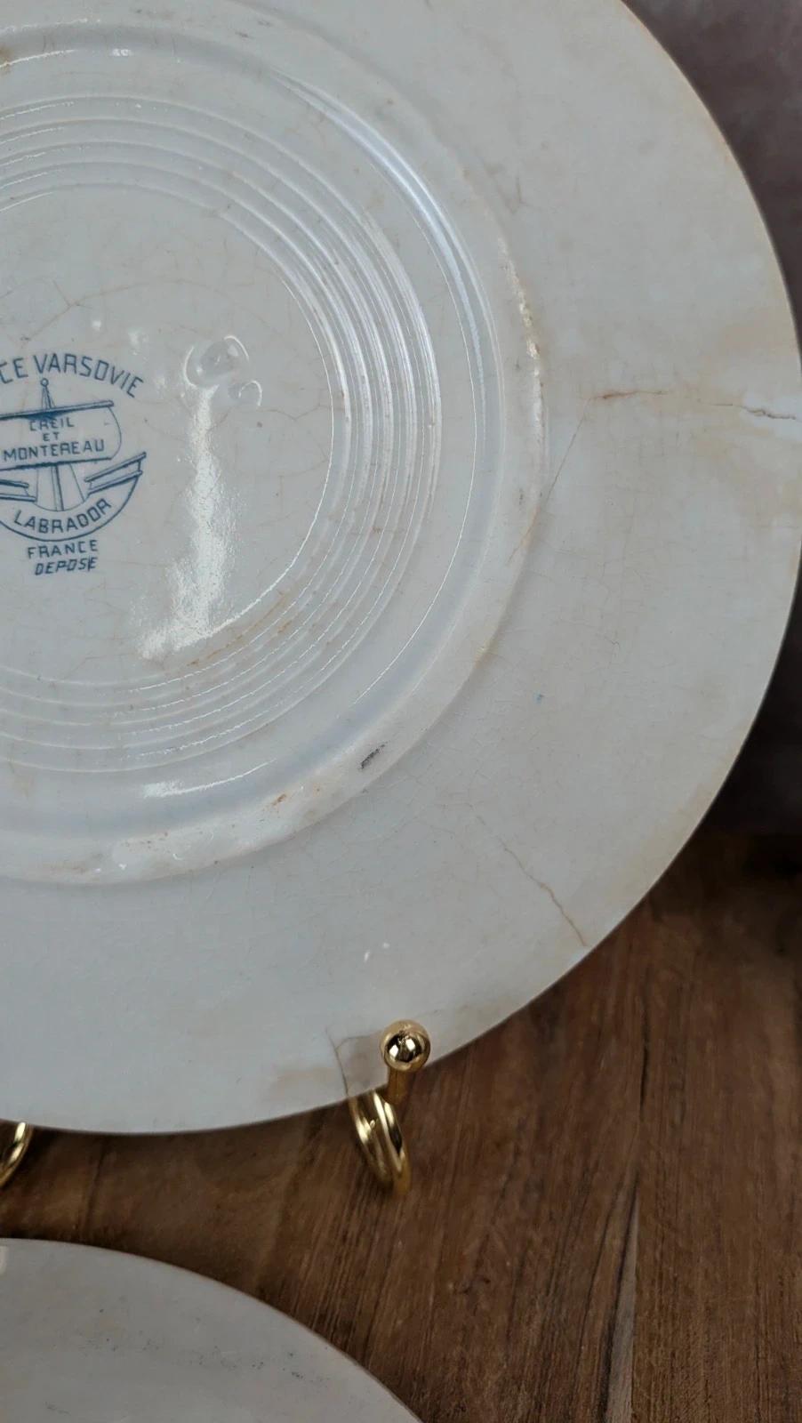 Lot de 4 assiettes vintage Creil & Montereau – Service Varsovie
