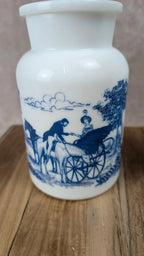Duo de pots d’apothicaire anciens – décor bleu romantique – Belgique
