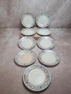 Lot de 9 assiettes dessert anciennes Creil Montereau Marie Louise Terre de Fer bleu