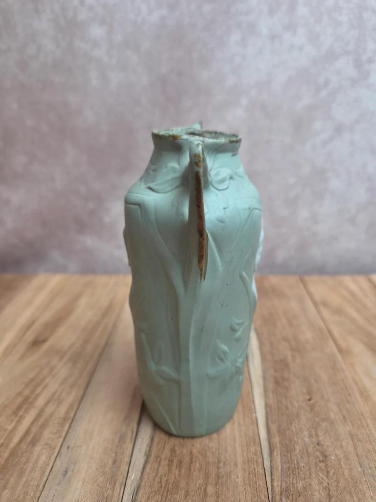 Vase Art nouveau Schäfer & Vater Jugendstil biscuit vert vers 1900