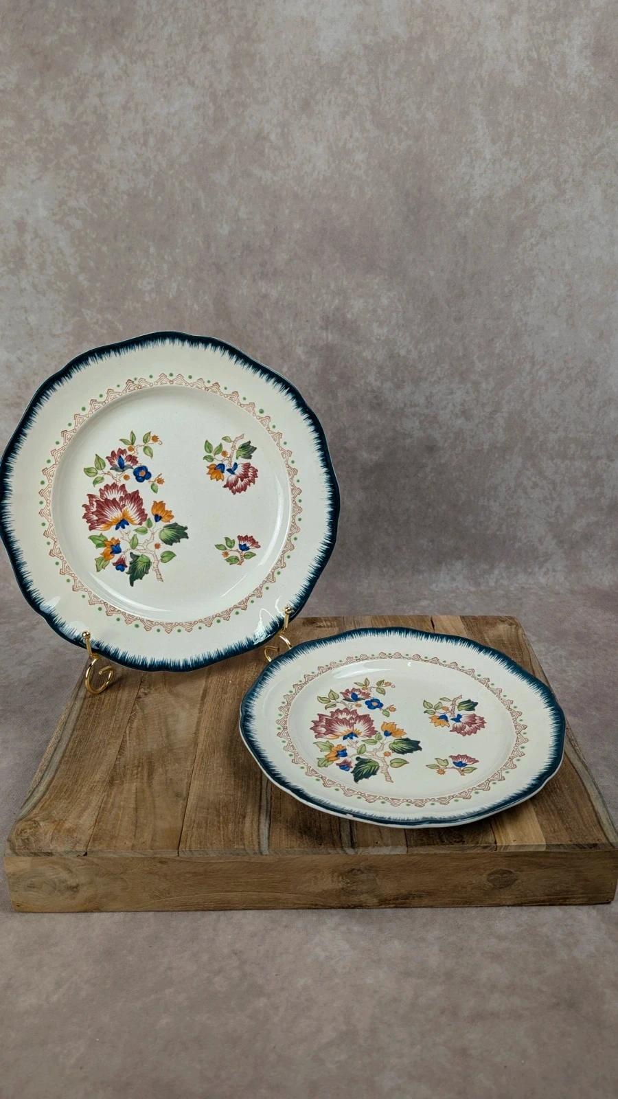 Lot de 2 assiettes anciennes Longwy « Shanghai »