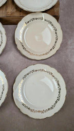 Lot de 8 assiettes à dessert anciennes Villeroy & Boch – frise dorée