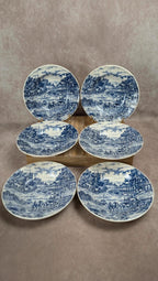 Lot de 6 assiettes creuses Castellania bleu vintage