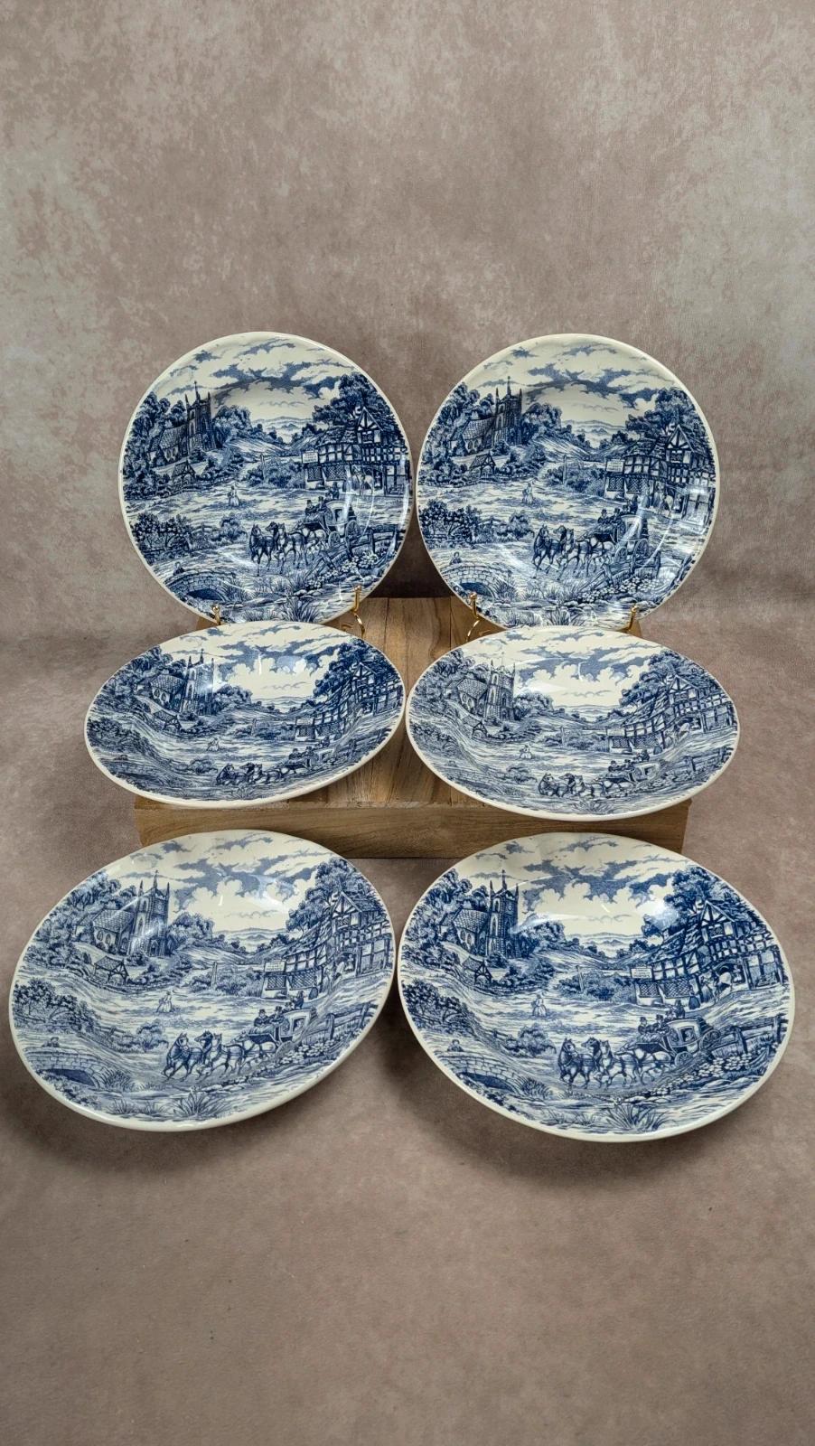 Lot de 6 assiettes creuses Castellania bleu vintage